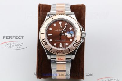 Perfect Replica GM Factory Rolex Yacht-Master 904L Rose Gold Bezel Chocolate Dial 40mm Men's Watch